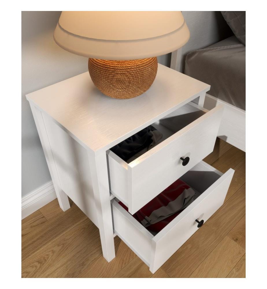 Table de nuit, bois, blanc, 100 % panneau de particules mélaminé