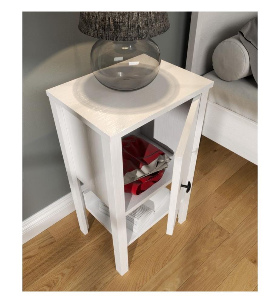 Table de nuit, bois, blanc, 100 % panneau de particules mélaminé