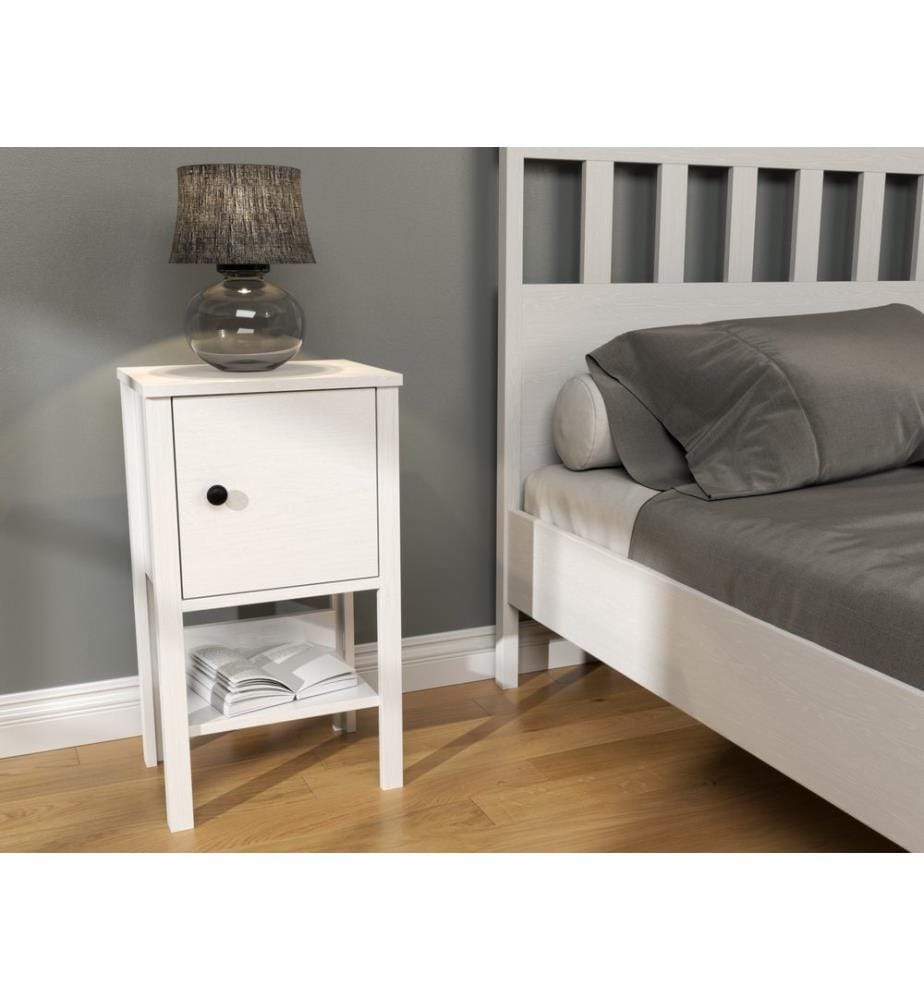 Table de nuit, bois, blanc, 100 % panneau de particules mélaminé