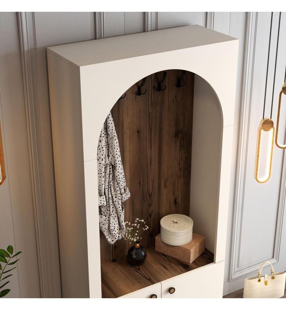 Portemanteau, crème, noyer, 100 % panneau de particules mélaminé