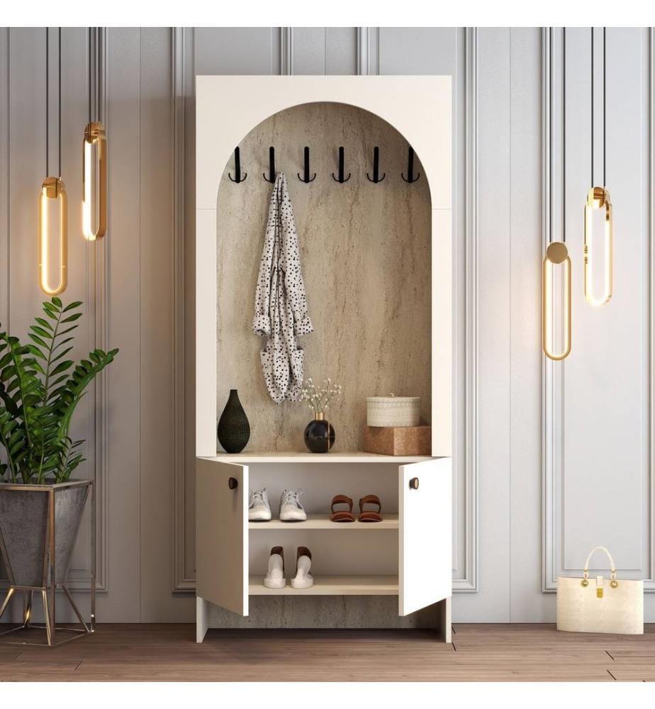 Portemanteau, crème, travertin, 100 % panneau de particules mélaminé