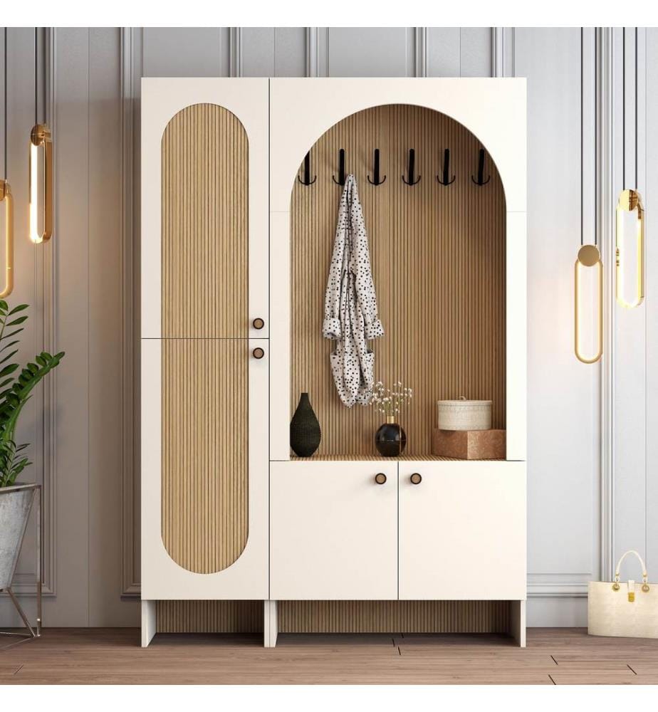 Portemanteau, crème, chêne, 100 % panneau de particules mélaminé