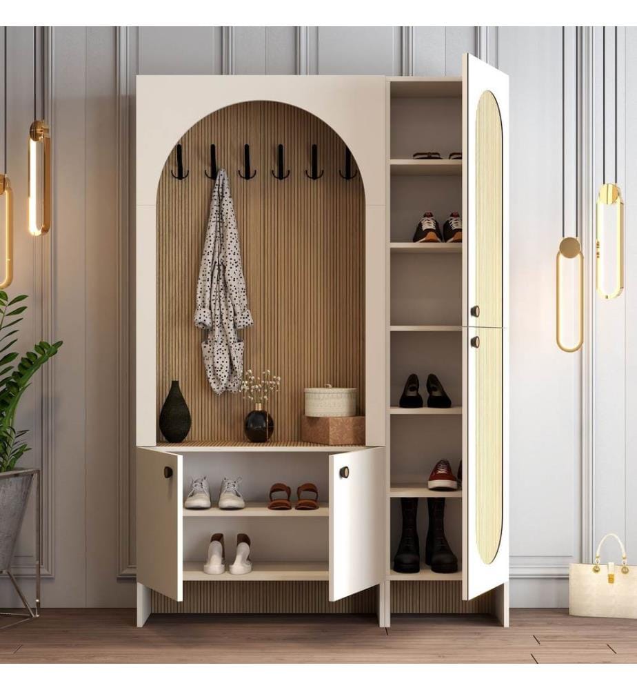 Portemanteau, crème, chêne, 100 % panneau de particules mélaminé