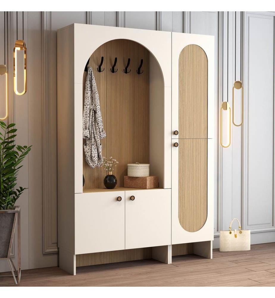 Portemanteau, crème, chêne, 100 % panneau de particules mélaminé