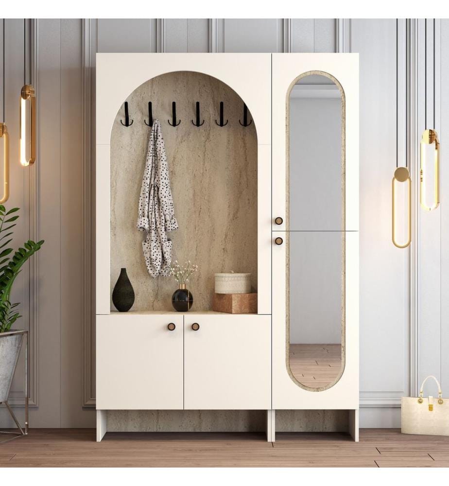 Portemanteau, crème, travertin, 100 % panneau de particules mélaminé