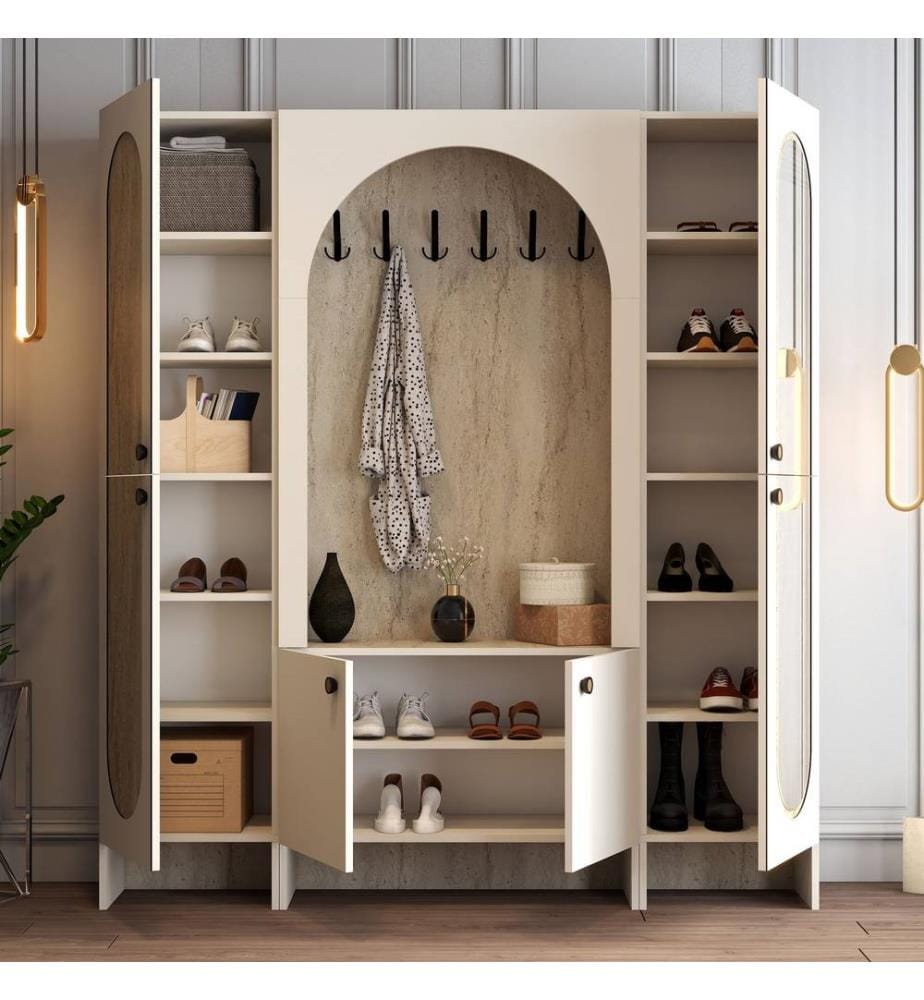 Portemanteau, crème, travertin, 100 % panneau de particules mélaminé