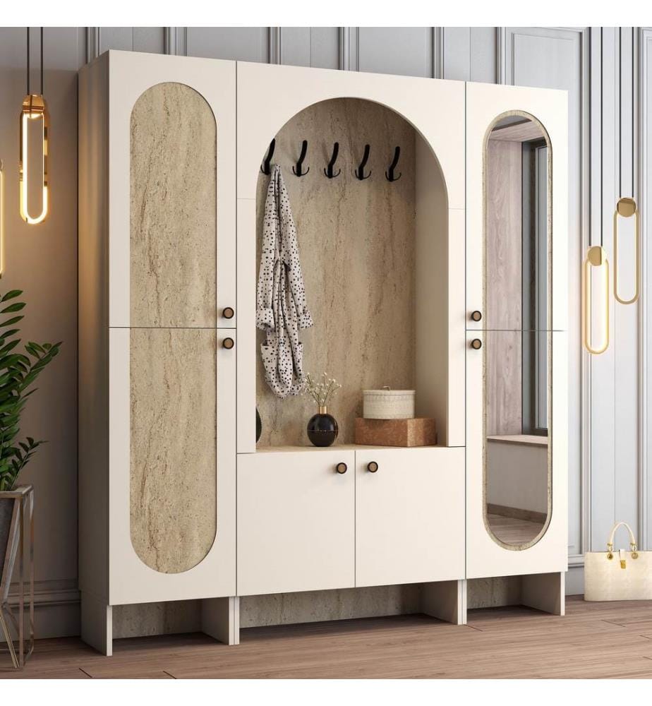 Portemanteau, crème, travertin, 100 % panneau de particules mélaminé