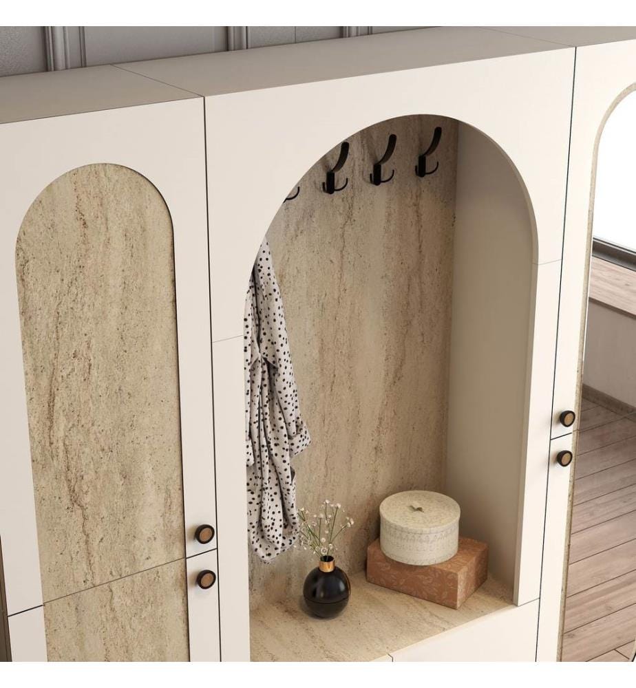 Portemanteau, crème, travertin, 100 % panneau de particules mélaminé