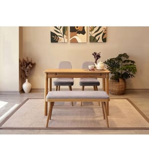 Set tavolo e sedie da pranzo allungabili, 4 pezzi, rovere, grigio Soho, 100% pannello di particelle rivestito in melamina