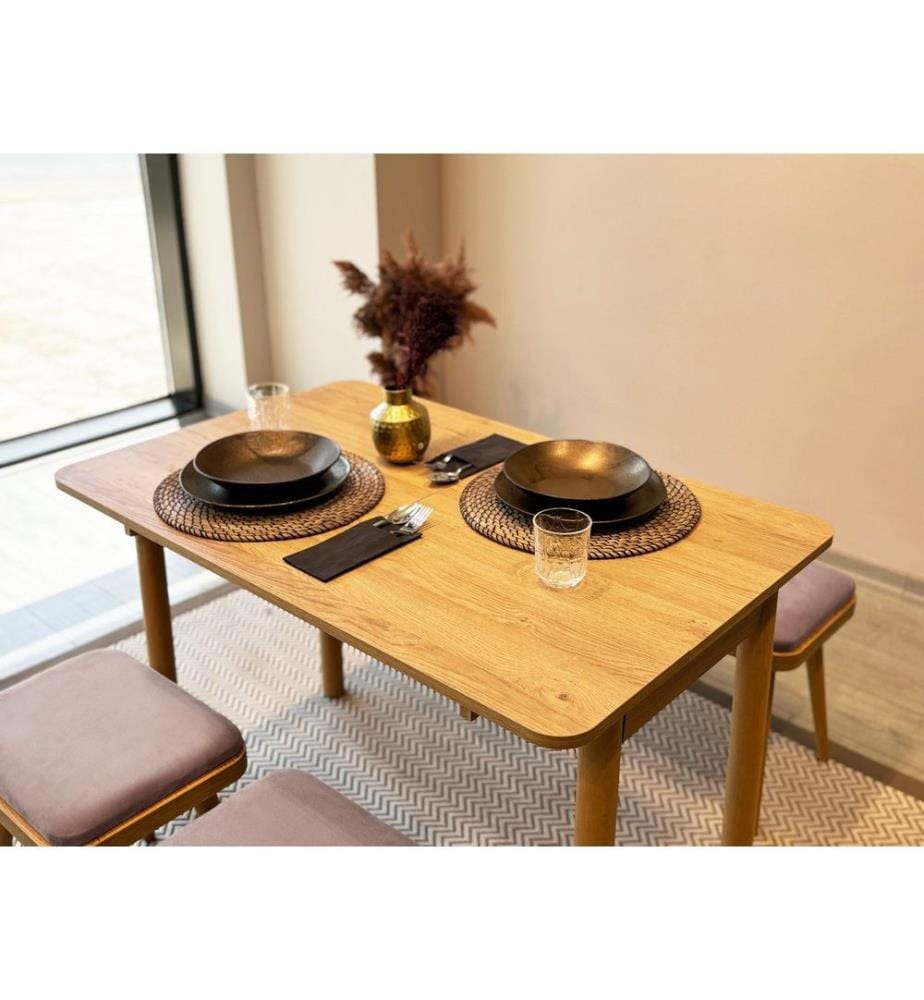 Table de salle à manger extensible avec chaises, 6 pièces, Chêne, Gris Soho, 100 % panneau de particules mélaminé