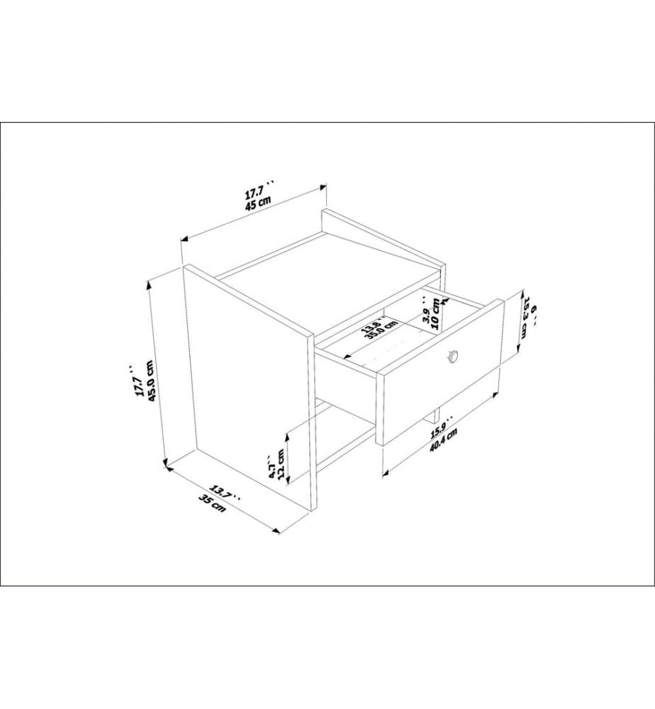 Table de nuit, noyer, hazeran, 100 % panneau de particules mélaminé