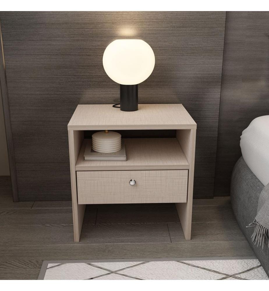 Nachttisch, Beige, 100 % melaminbeschichtete Spanplatte