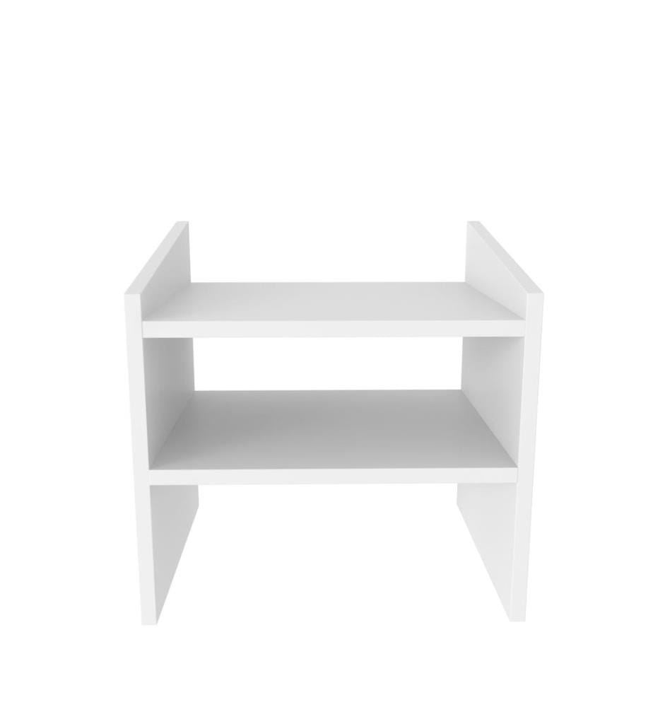 Table de nuit, blanc, 100 % panneau de particules mélaminé
