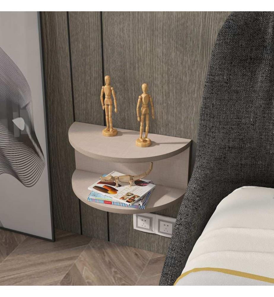 Comodino, beige, in pannello di particelle rivestito in melamina al 100%.