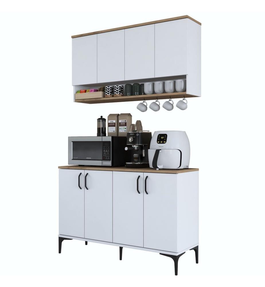 Kaffeeständer, Walnuss, Weiss, 100 % melaminbeschichtete E1-Qualitätsspanplatte