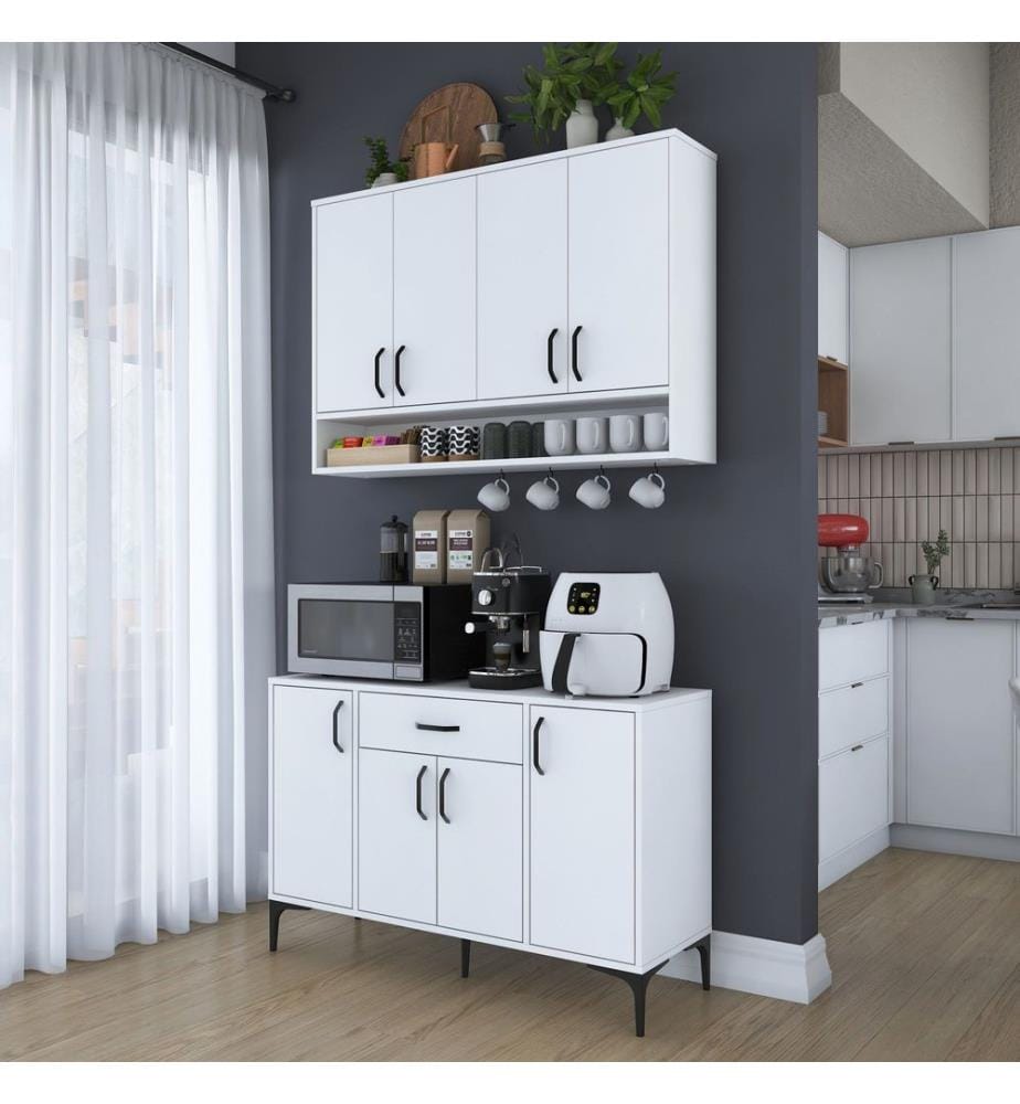 Porte-café, blanc, 100 % panneau de particules mélaminé E1 de qualité