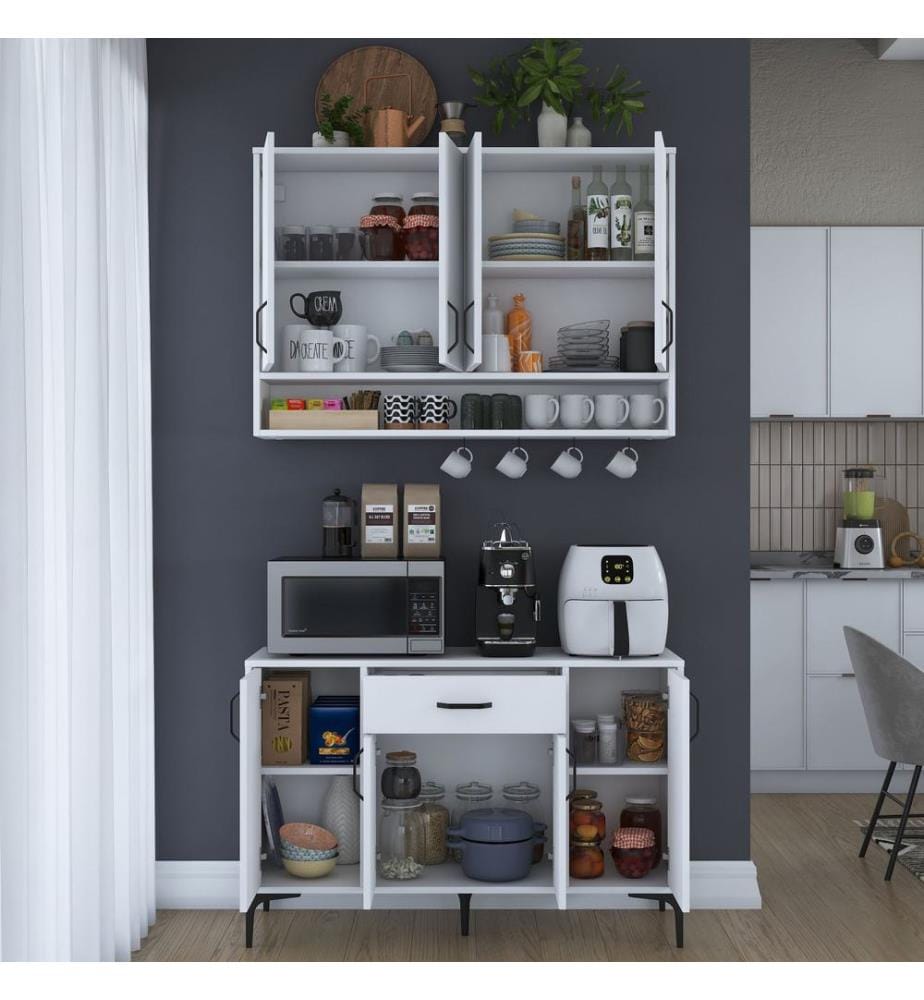 Porte-café, blanc, 100 % panneau de particules mélaminé E1 de qualité