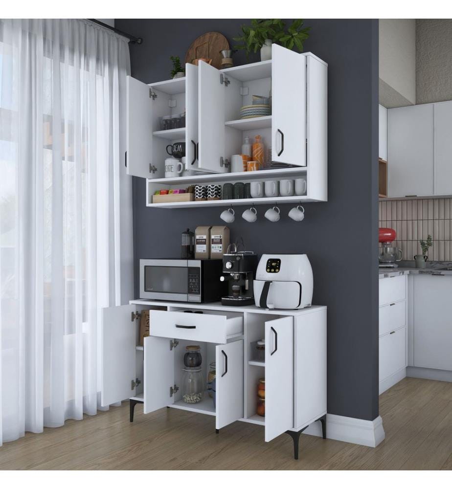Porte-café, blanc, 100 % panneau de particules mélaminé E1 de qualité