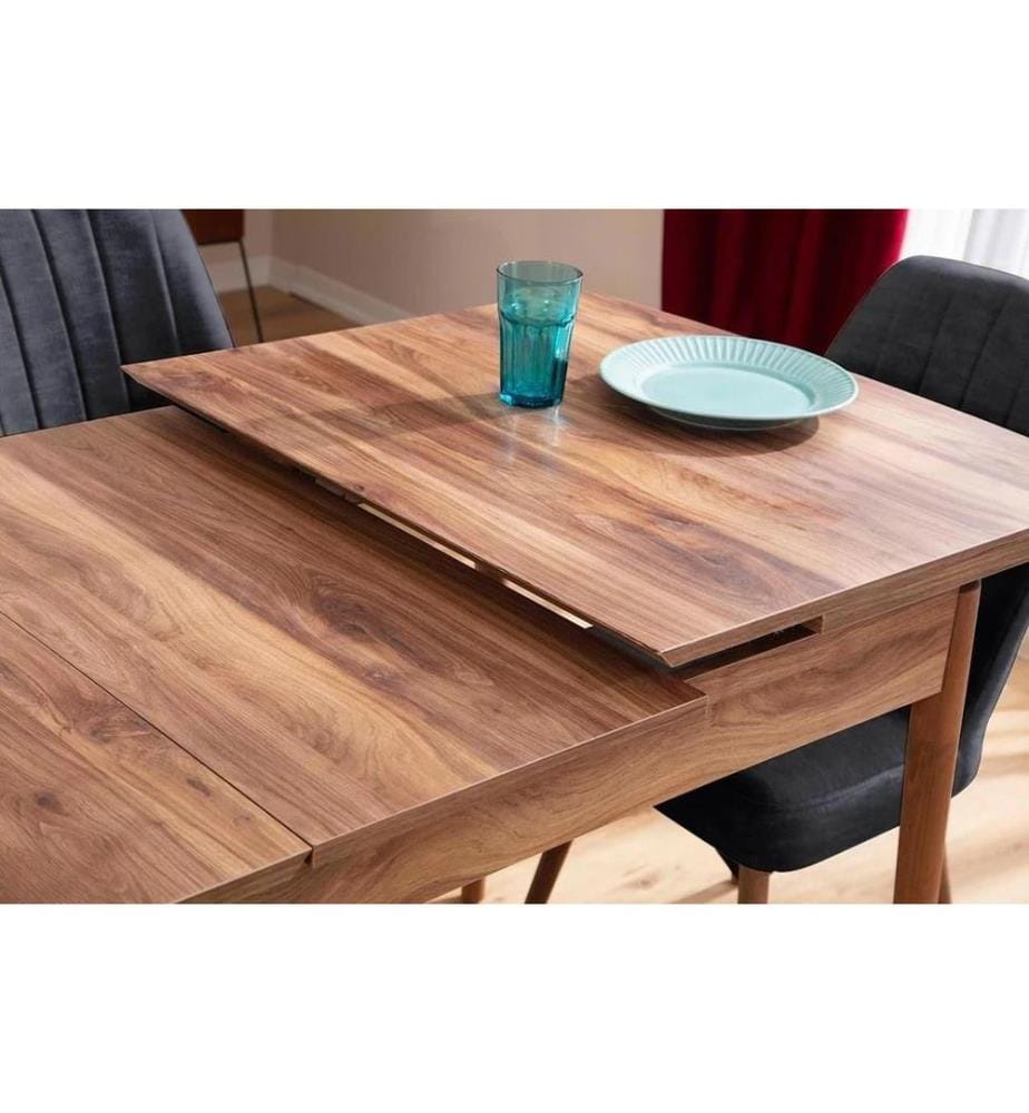 Table de salle à manger extensible avec chaises, 5 pièces, anthracite, structure : 70 % bois de corne / 30 % panneau de particules mélaminé