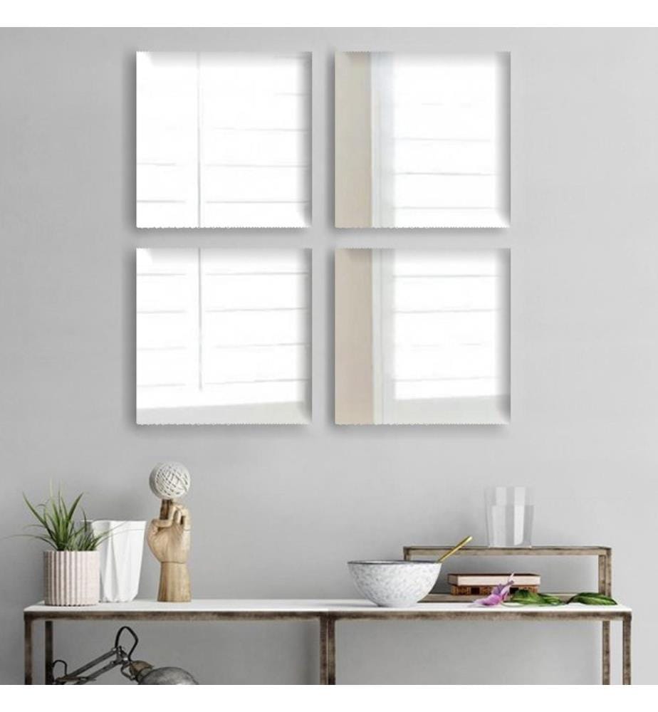 Set di specchi, 4 pezzi, argento, vetro, senza cornice