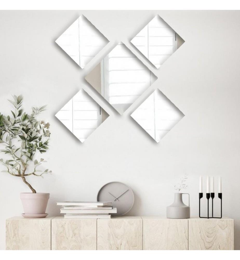 Set di specchi, 5 pezzi, argento, vetro, senza cornice
