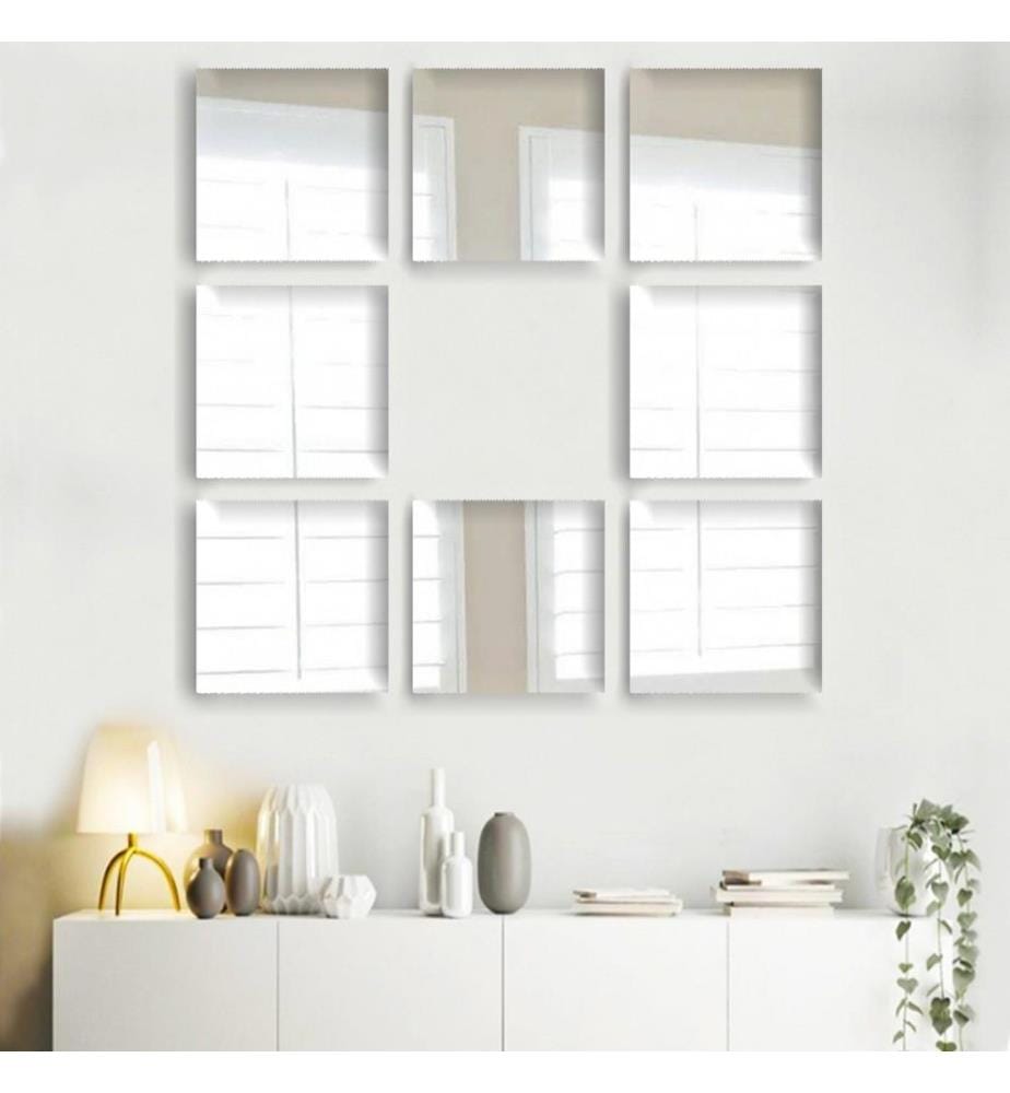 Set di specchi, 8 pezzi, argento, vetro, senza cornice