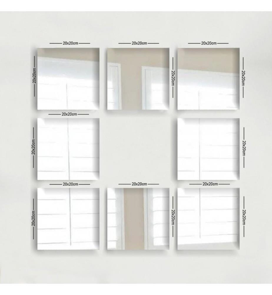 Set di specchi, 8 pezzi, argento, vetro, senza cornice