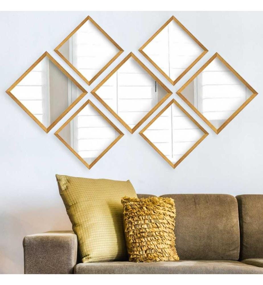 Set di specchi, 6 pezzi, oro, argento, vetro, cornice in plastica laminata