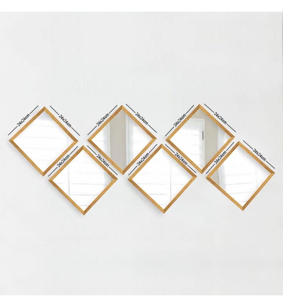 Set di specchi, 6 pezzi, oro, argento, vetro, cornice in plastica laminata
