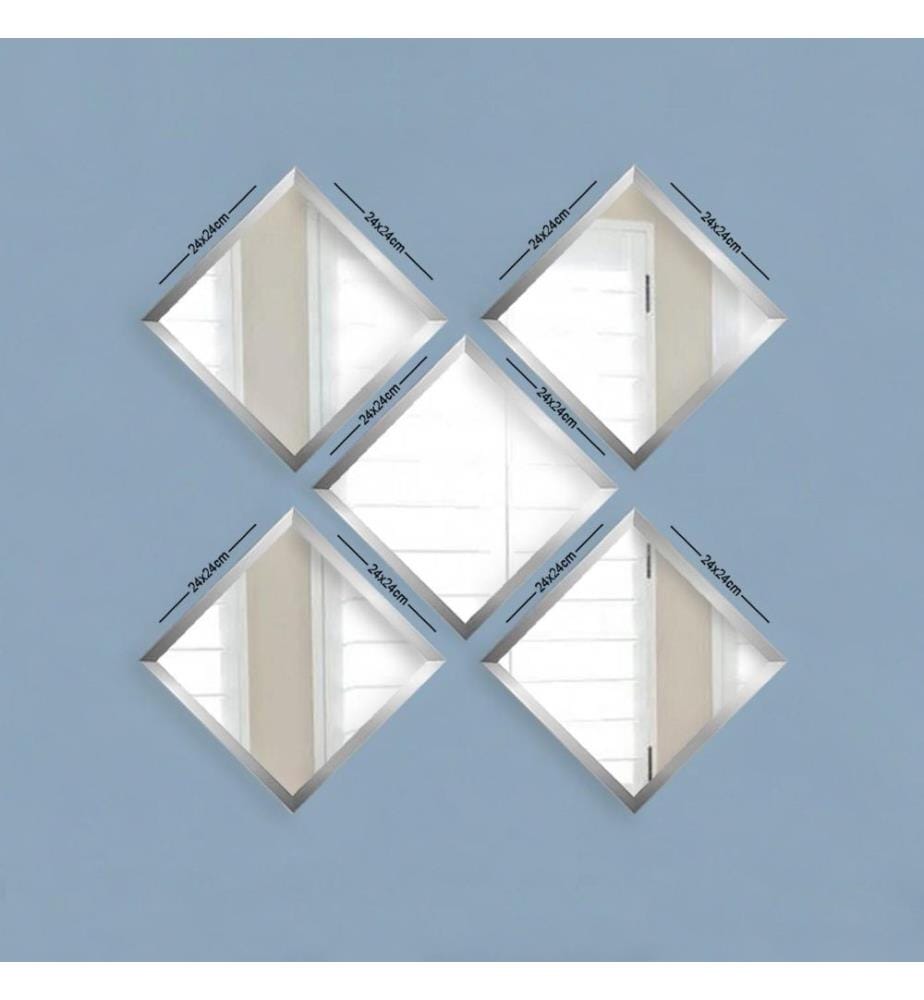 Mirror Set, 5 Pieces, Silver, Glass, Laminated Plastic Frame