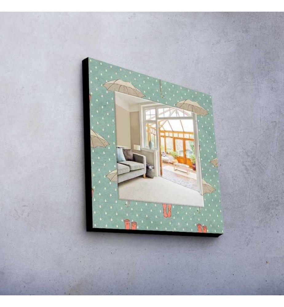 Dekorativer Spiegel, Multicolor, Spiegel, Echt, , Kiefernholzrahmen