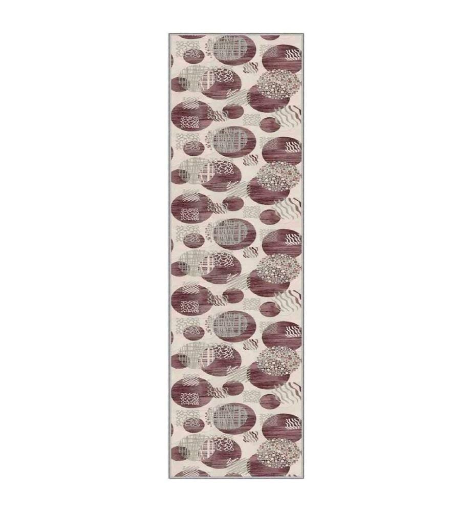 Tappeto, Crema, Grigio, Rosso chiaretto, 100% poliestere, 80 x 550 cm