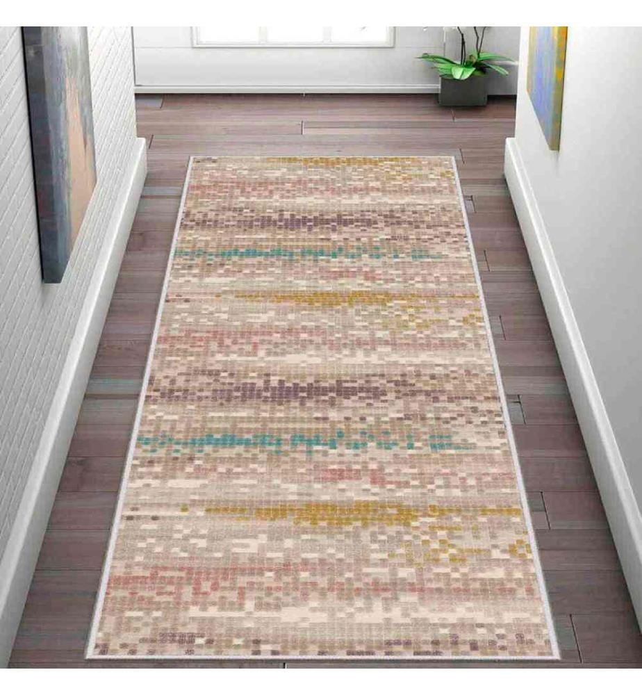 Tappeto, Crema, Cipria, Senape, Visone, 100% poliestere, 80 x 300 cm