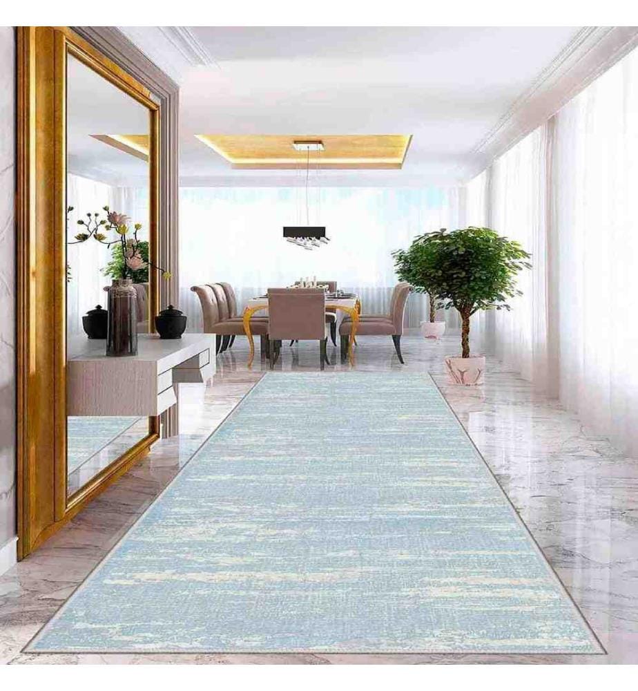 Tappeto, Blu, Crema, 100% poliestere, 80 x 550 cm