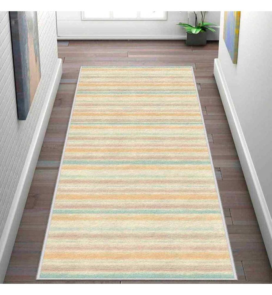Tappeto, Crema, Giallo, Blu, Visone, 100% poliestere, 80 x 600 cm