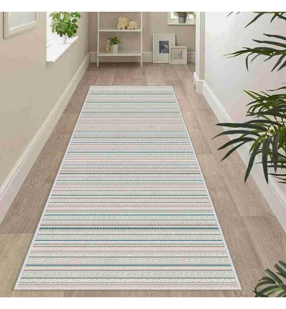 Tappeto, Crema, Blu, Visone, 100% poliestere, 80 x 200 cm