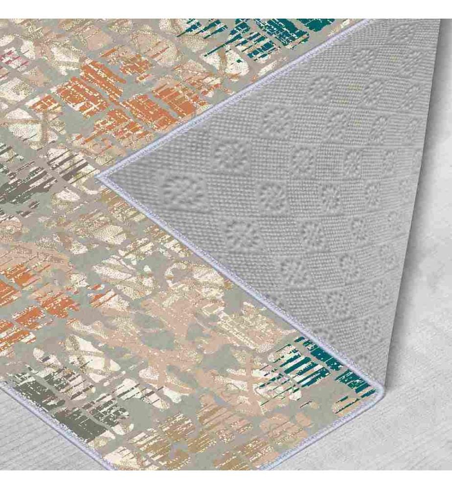 Tappeto, Crema, Arancione, Verde, Grigio, 100% poliestere, 100 x 150 cm