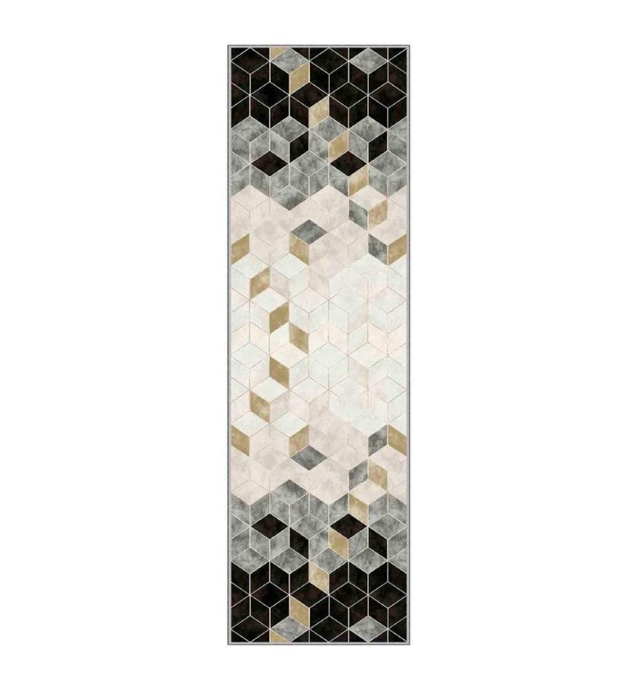 Tappeto, Beige, Oro, Nero, 100% poliestere, 100 x 450 cm