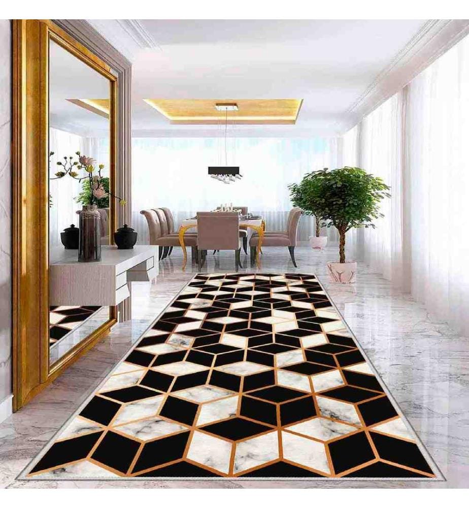 Tappeto, Crema, Oro, Nero, 100% poliestere, 100 x 150 cm