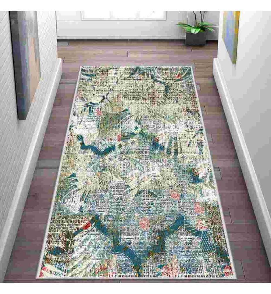 Tappeto, Crema, Arancione, Rosso, Verde, 100% poliestere, 80 x 350 cm