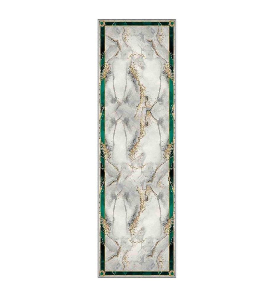 Tappeto, Crema, Oro, Verde, 100% poliestere, 80 x 150 cm