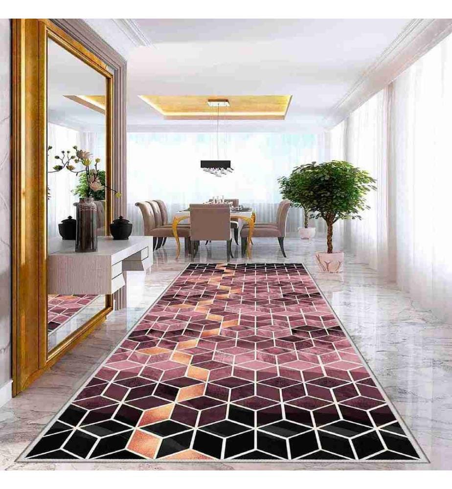 Tappeto, Bianco, Viola, Arancione, Nero, 100% poliestere, 80 x 300 cm