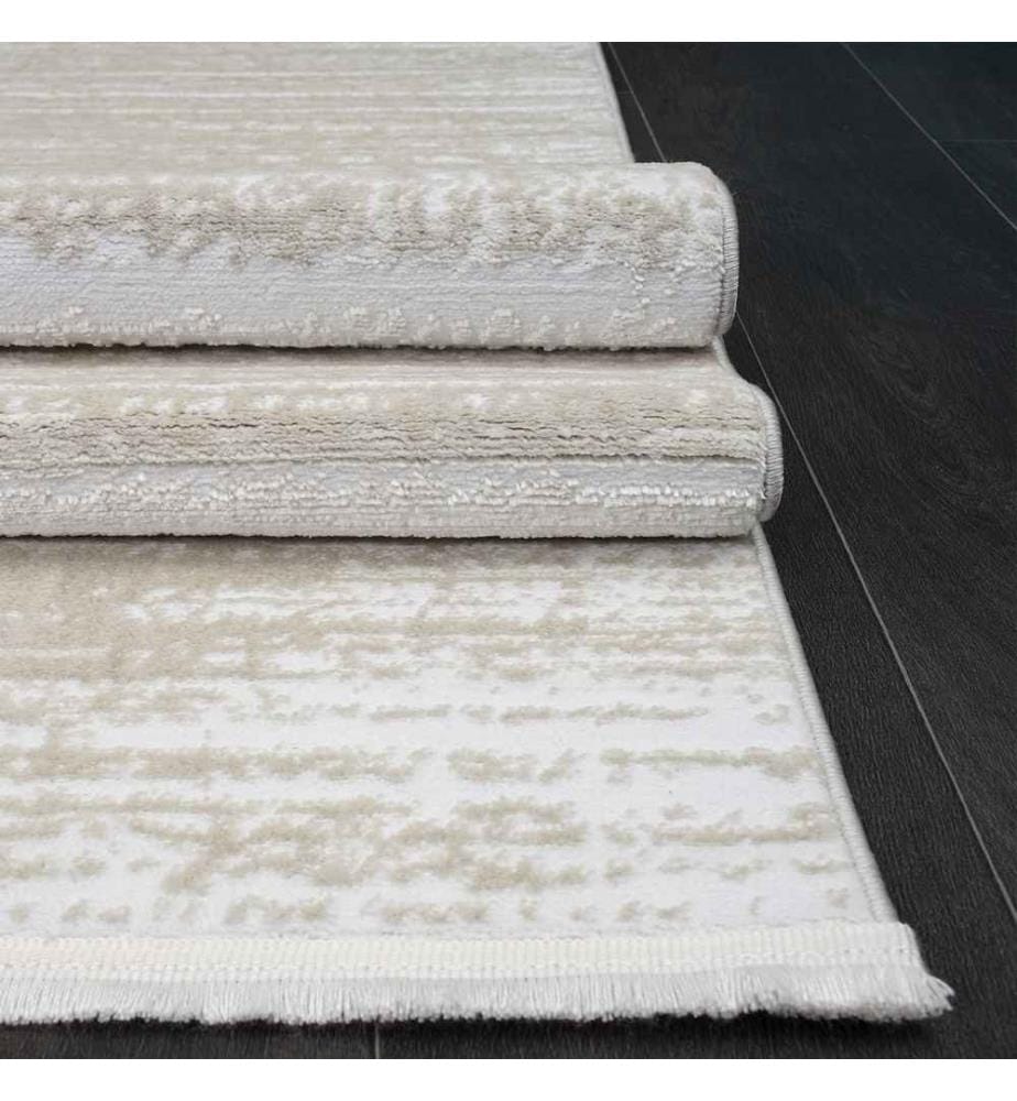 Tappeto da sala, Bianco, Beige, 100% poliestere, 80 x 300 cm