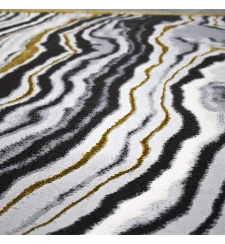 Tapis de hall, blanc, noir, gris, or, 100 % polypropylène, 80 x 150 cm