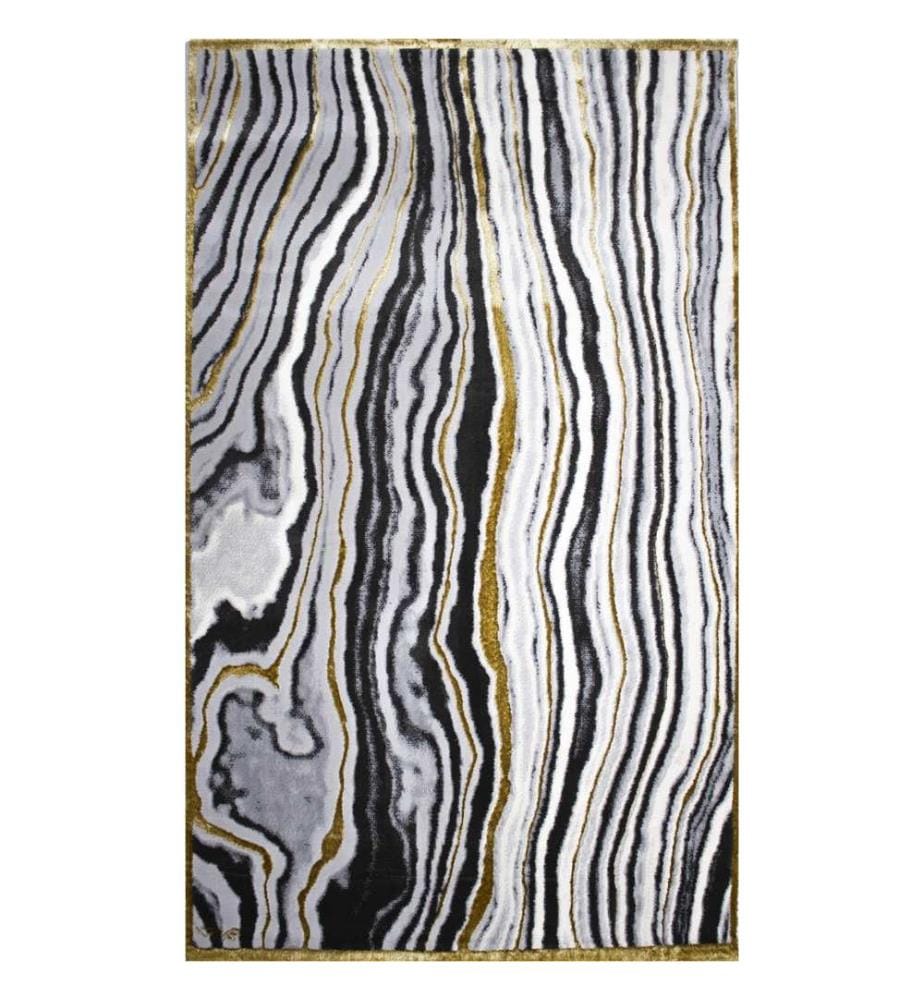 Tapis de hall, blanc, noir, gris, or, 100 % polypropylène, 80 x 150 cm