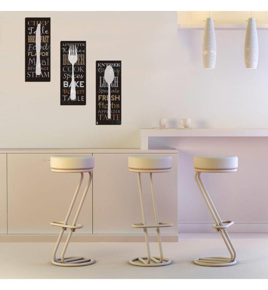 Dekorative gerahmte MDF-Gemälde, 3 Stück, Multicolor, MDF-Gemälde, Kiefernholzrahmen