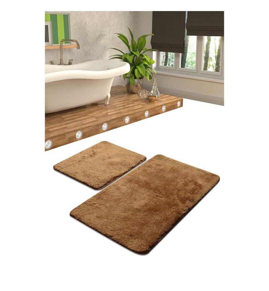 Badematten-Set, 2-teilig, Beige, Acryl, Florhöhe 18-30 mm