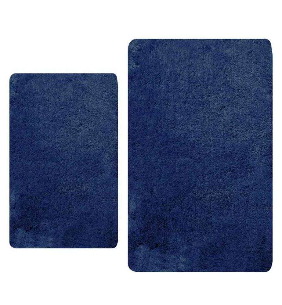 Bathmat Set, 2 Pieces, Dark Blue, Acrylic, 18-30 mm Pile Height