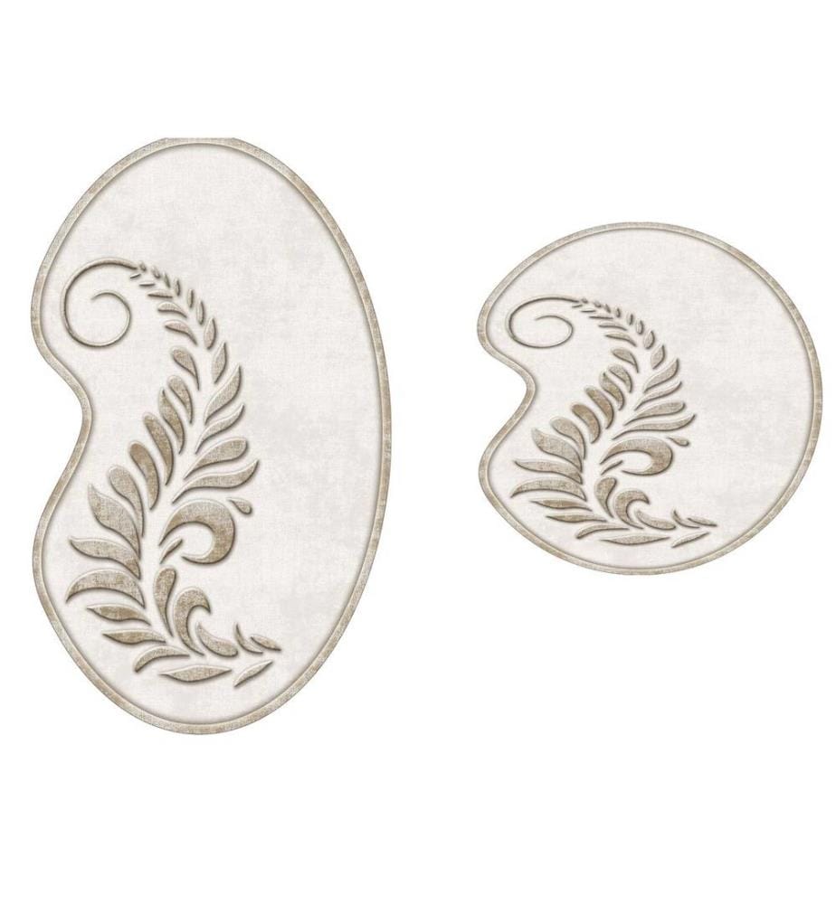 Set de tapis de bain, 2 pièces, crème, polyester, 1300 gr-m²,