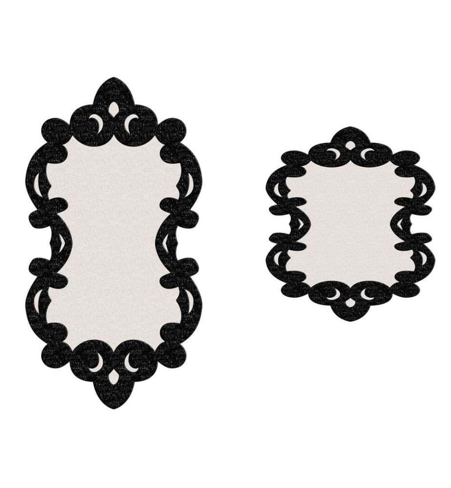 Bathmat Set, 2 Pieces, Black White, Polyester, 1300 gr-m²